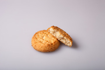 Cookies with texture on a white background in studio