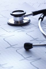 Healthcare/　　 Doctor's Stethoscope and Electrocardiogram 