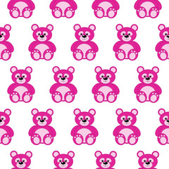 seamless pattern with pink teddy bears