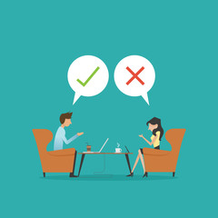  two business man talking  right or wrong