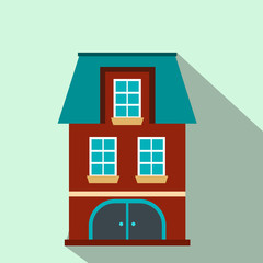 House with a mansard and garage flat icon