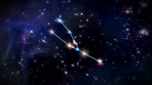 the Taurus zodiac sign forming from the twinkle stars with space background