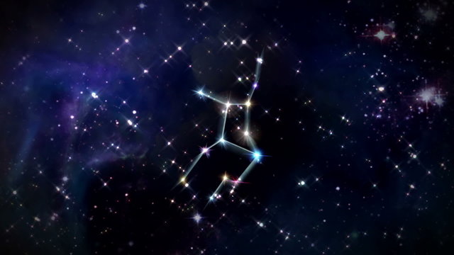 the Virgo zodiac sign forming from the twinkle stars with space background