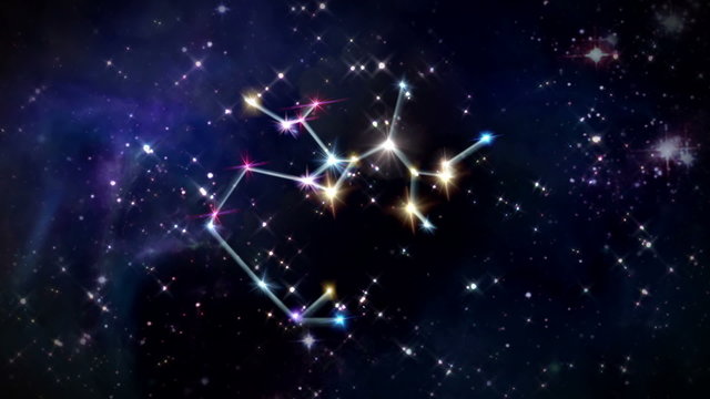 the Sagittarius zodiac sign forming from the twinkle stars with space background