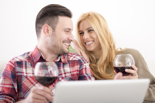 Young couple cheering