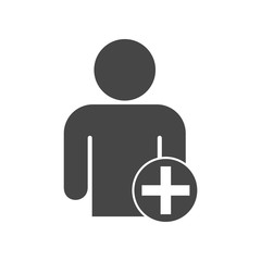 User profile sign with plus glyph web icon
