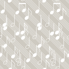 Seamless music pattern with staff and notes