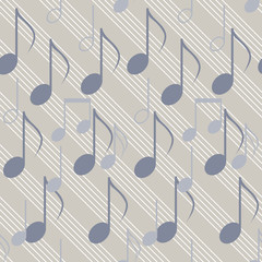 Seamless music pattern with staff and notes
