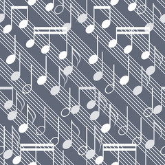 Seamless music pattern with staff and notes