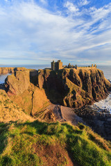 Fototapeta premium Dunnottar Castle with blue sky in - Stonehaven, Aberdeen, Scotland
