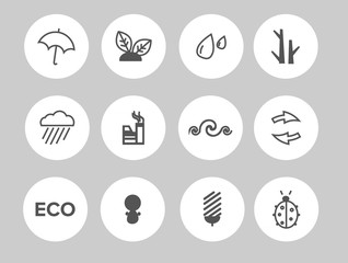 gray eco icons flat