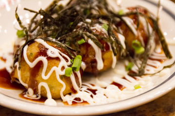 fried Takoyaki balls dumpling - japanese food