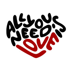 All you need is love in heart shape in vintage style