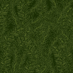 christmas pattern with fir branches, new year with christmas tree