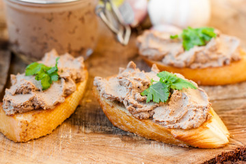 pate in a jar and sandwiches