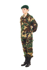 Fototapeta premium Soldier girl in the military uniform