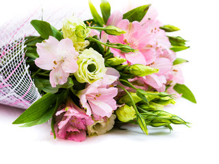 Bouquet of pink and green flowers