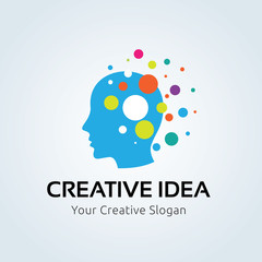 Creative idea logo,Brain logo,learning logo,education logo,mine and human logo design,vector logo template