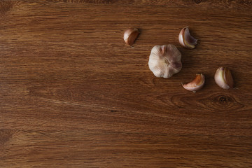 Garlic on wooden table