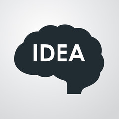 Icono plano IDEA en cerebro en fondo degradado #2