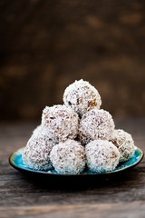 Homemade raw chocolate truffles 