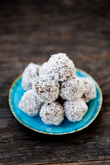 Homemade raw chocolate truffles 