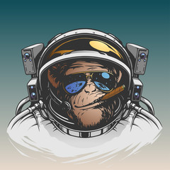 Fototapeta premium Monkey astronaut illustration