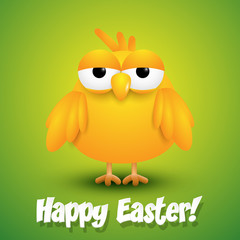 Cute chick wishing happy Easter. Vector illustration
