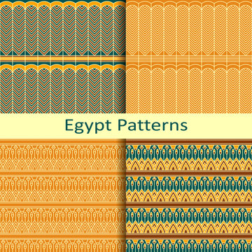 Set of four egypt traditional coloured patterns