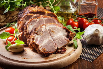 Roasted pork neck with spices