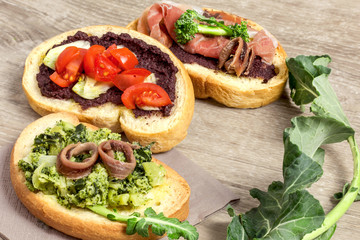 three delicious bruschettas