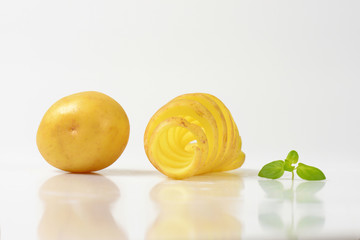 raw spiral cut potato