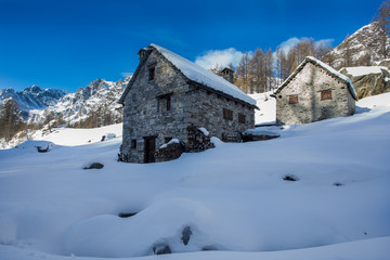 Mountain village in winter