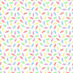 Seamless pattern of multi colored paper clips