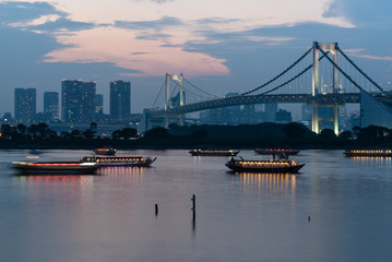 Odaiba Bridge in tokyo after sunset