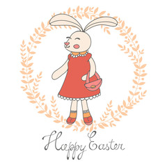 Cute Easter card with hand drawn bunny