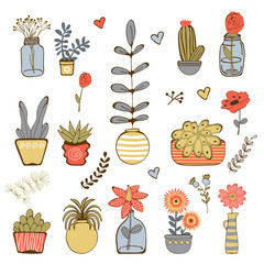 Colorfulhand drawn collection of plants