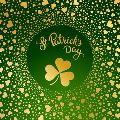 Hearts, clovers and original lettering St. Patricks Day