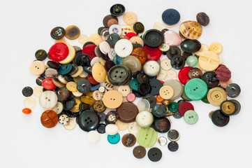 A collection of old buttons, abstract background.