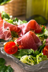 salad with jamon