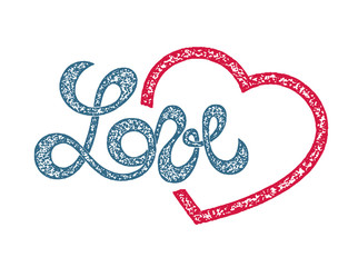 Love lettering, stamp design, vector illustration graphic
