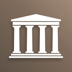 Fototapeta premium Architecture greek building symbol, with shadow, brown background