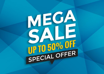 Mega sale banner design, vector illustration, modern