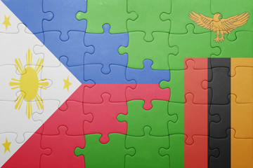 puzzle with the national flag of zambia and philippines