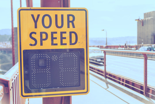 Your speed sign on the bridge in pastel style