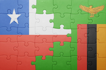 puzzle with the national flag of zambia and chile