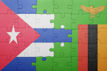 puzzle with the national flag of zambia and cuba