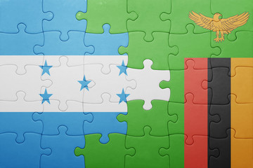 puzzle with the national flag of zambia and honduras