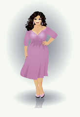 Plus size XXL girl, vector illustration