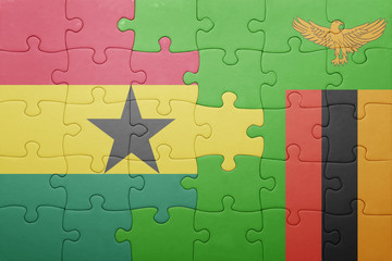 puzzle with the national flag of zambia and ghana